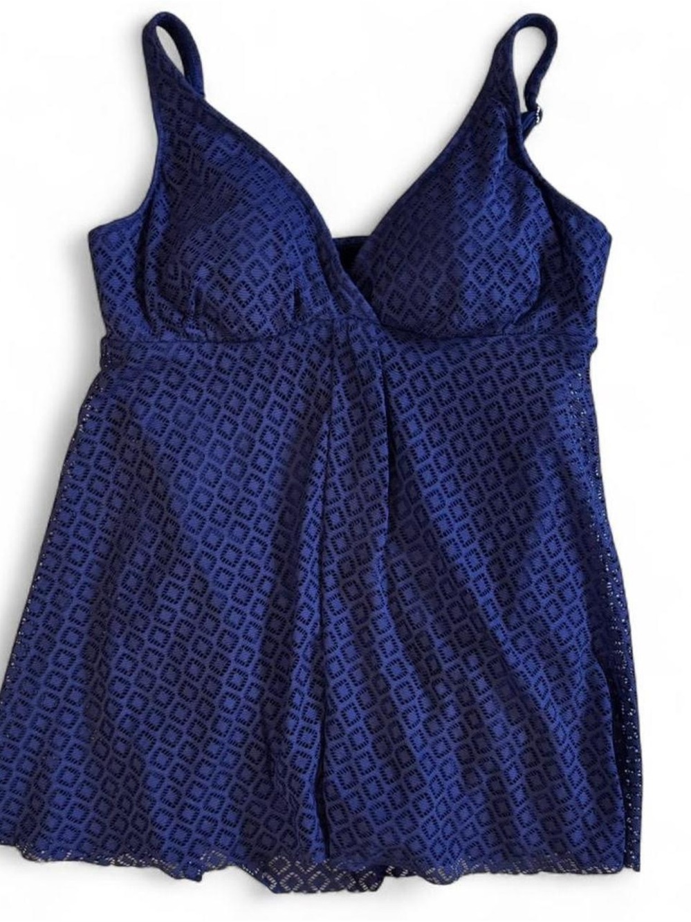 Croft & Barrow Navy Lace Swim Dress Tankini Top Sz 18